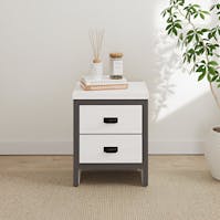 RS Boston 2 Drawer Bedside Table White