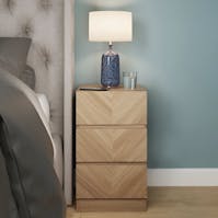 RS Catania 3 Drawer Bedside table Euro Oak Pair