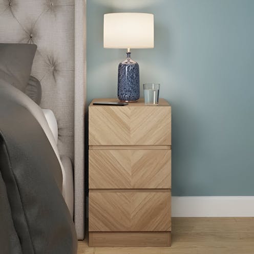 RS Catania 3 Drawer Bedside table Euro Oak Pair