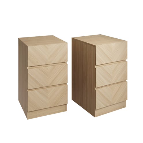 RS Catania 3 Drawer Bedside table Euro Oak Pair