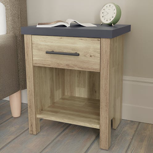 RS Cascina 1 Drawer Bedside Table Oak