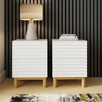 RS Karla Ribbed 2 Drawer Bedside Pair White