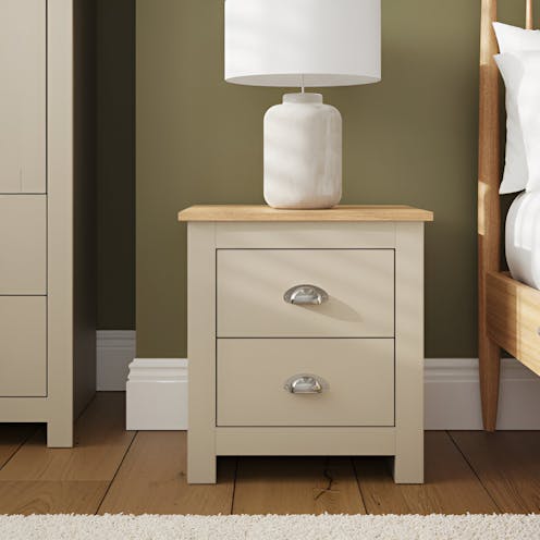 RS Lancaster 2 Drawer Bedside Cream