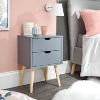 RS Nyborg Single 2 Drawer Bedside Dark Grey
