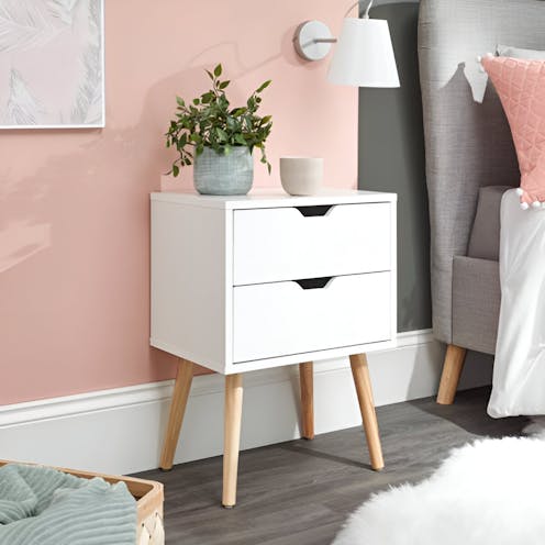 RS Nyborg Single 2 Drawer Bedside White