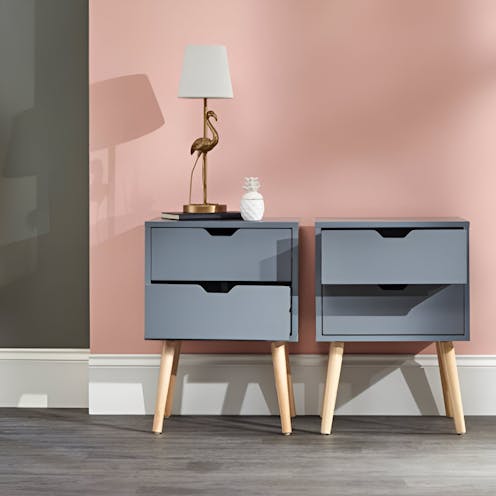 RS Nyborg Pair of 2 Drawer Bedsides Dark Grey
