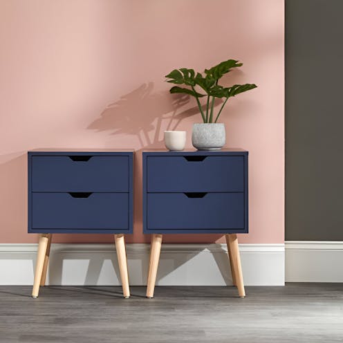 RS Nyborg Pair of 2 Drawer Bedsides Nightshadow Blue