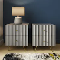 RS Thalia 2 Drawer Bedside Table Pair Grey