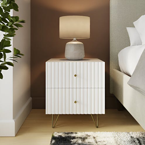 RS Thalia 2 Drawer Bedside Table White