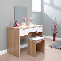 RS Elizabeth Dressing Table Set Oak and White