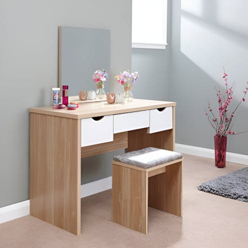 RS Elizabeth Dressing Table Set Oak and White