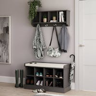 RS Kempton Shoe Bench + Wall Rack Grey