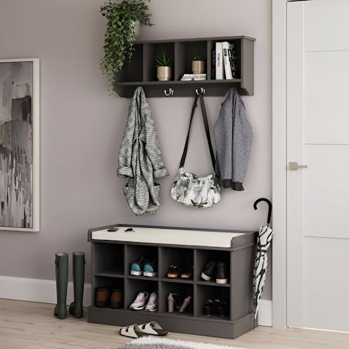 RS Kempton Shoe Bench + Wall Rack Grey