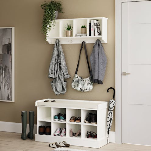 RS Kempton Shoe Bench + Wall Rack White