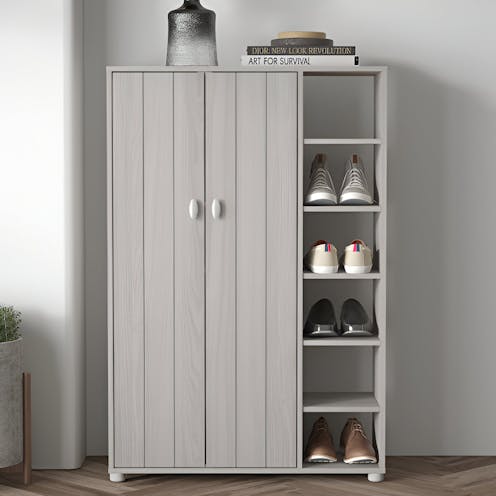 RS Bideford Tall Shoe Cabinet Rustick Grey Oak