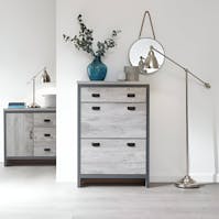 RS Boston 2 Tier 1 Drawer Shoe Cabinet Grey