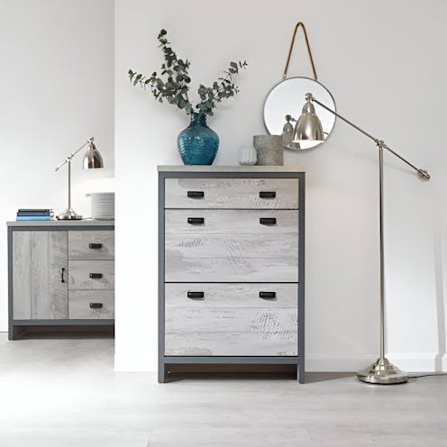 RS Boston 2 Tier 1 Drawer Shoe Cabinet Grey