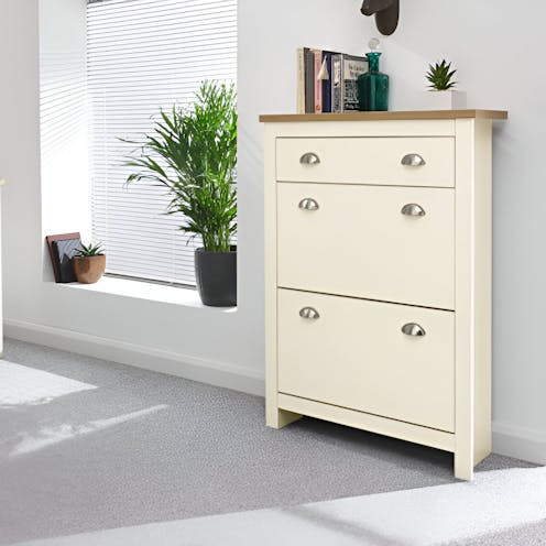 RS Lancaster 2 Door 1 Draw Shoe Cabinet Cream