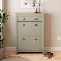RS Lancaster 2 Door 1 Draw Shoe Cabinet Sage Grey