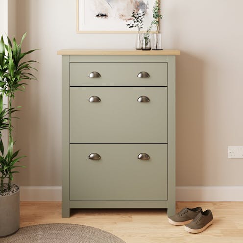 RS Lancaster 2 Door 1 Draw Shoe Cabinet Sage Grey