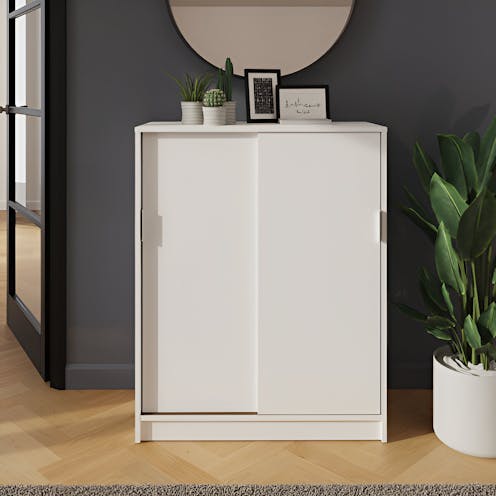 RS Leighton Sliding Door Shoe Cabinet White