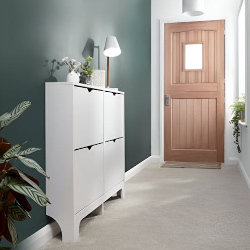 RS Narrow 4 Drawer Shoe Cabinet White