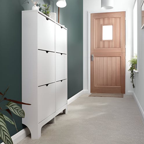 RS Narrow 6 Drawer Shoe Cabinet White