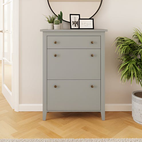 RS Deluxe Two Tier Shoe Cabinet Grey