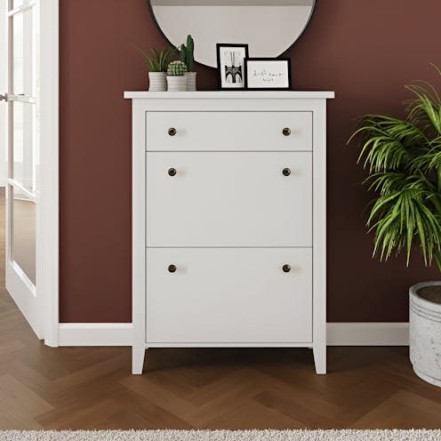 RS Deluxe Two Tier Shoe Cabinet White