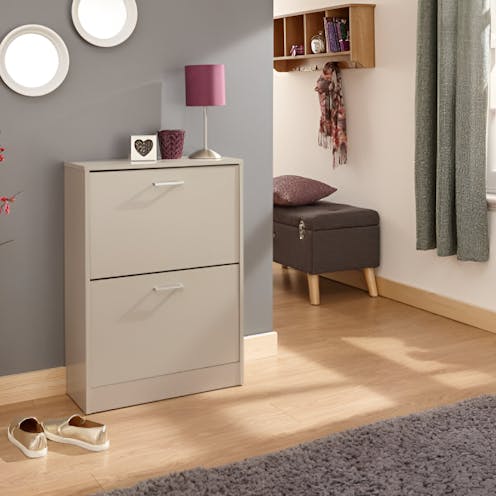 RS Stirling Two Tier Shoe Cabinet Grey