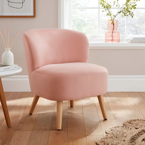 RS Evie Soft Velvet Accent Chair Blush Pink
