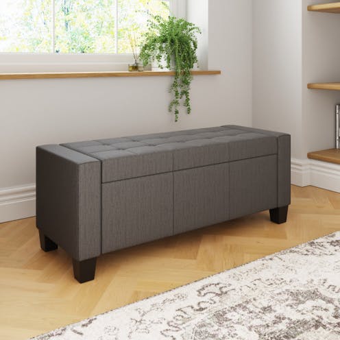 RS Verona Ottoman Bench Charcoal Grey Fabric