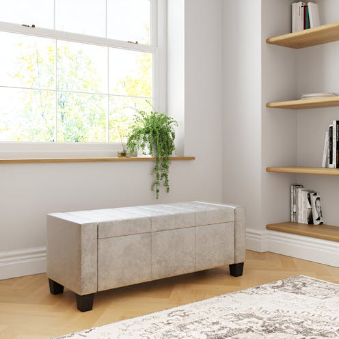 RS Verona Ottoman Bench Oyster Crushed Velvet