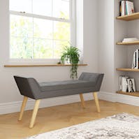 RS Milan Upholstered Bench Dark Grey Hopsack