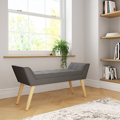 RS Milan Upholstered Bench Dark Grey Hopsack