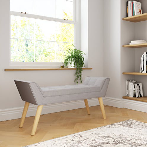 RS Milan Upholstered Bench Grey Hopsack