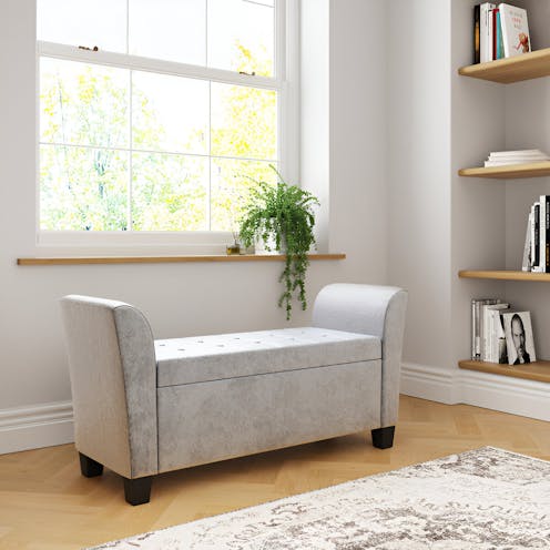 RS Verona Window Seat Grey Crushed Velvet