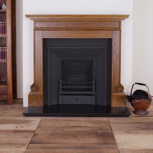 Carron Volute 52" Oak Wood Fireplace With Royal Cast Iron Inset