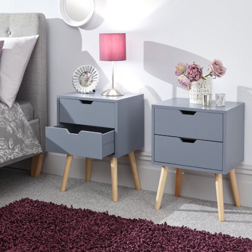 GFW Nyborg Pair Of 2 Drawer Bedsides Dark Grey
