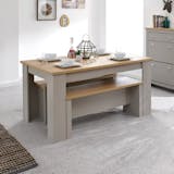 Seconique Lancaster 120cm Dining Table & Benches Grey