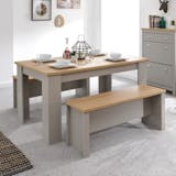 Seconique Lancaster 150cm Dining Table & Benches Grey