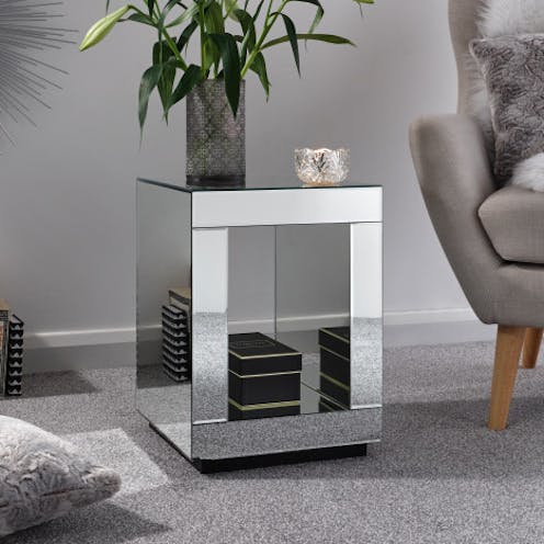 GFW Capri Cube Mirrored Lamp Table
