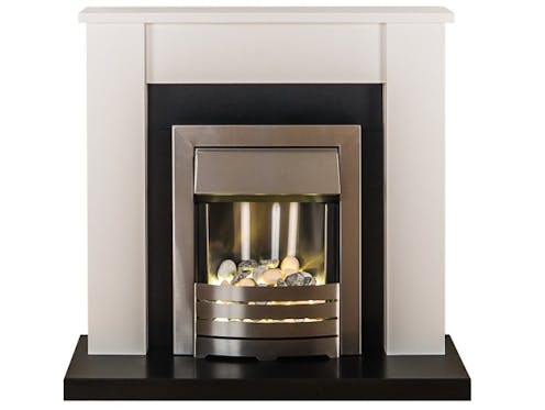 Fireplaces 4 Life Solus White 39'' Helios Electric Fireplace Suite