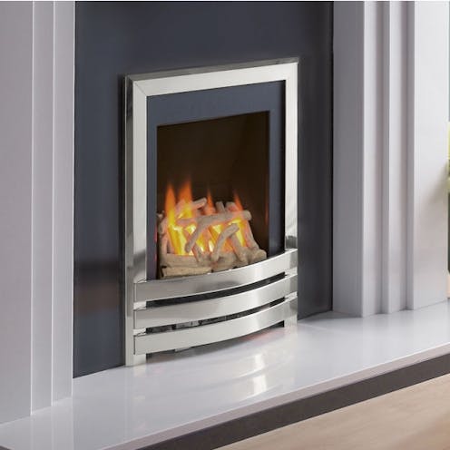 Flavel Linear Polished Silver Gas Fire
