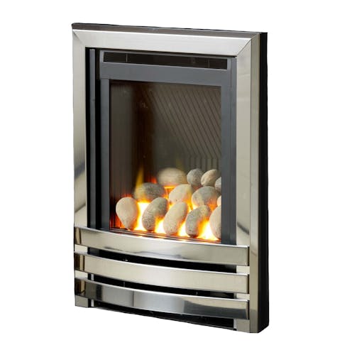 Flavel Linear High Efficiency Polished Silver Gas Fire