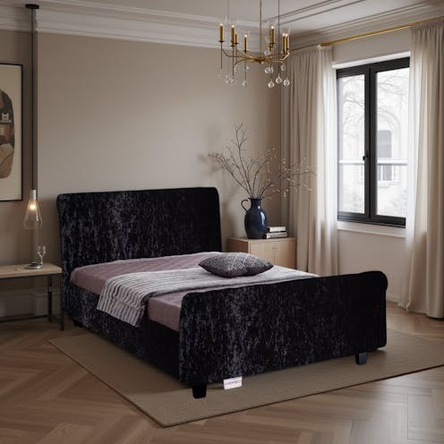Rapyal Sleep New Bucky Crushed Velvet Sleigh Bedstead