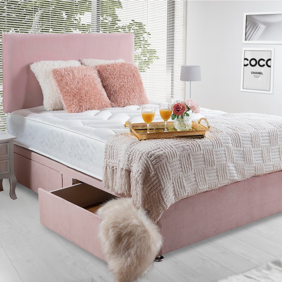 Rapyal Sleep Pink Plush Divan Bed Set