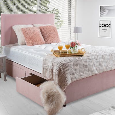 Pink divan deals bed with mattress