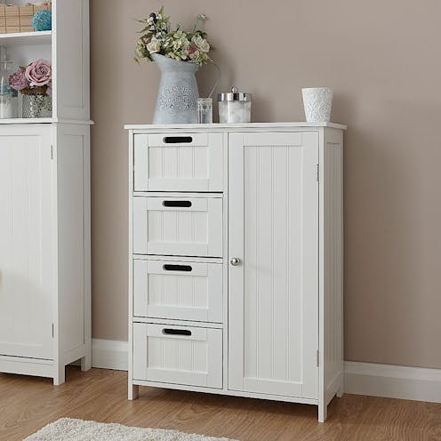 GFW Colonial Multi Cabinet White 4 Draws and Cupboard