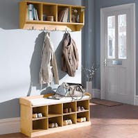 GFW Kempton Shoe Bench and Wall Rack Oak